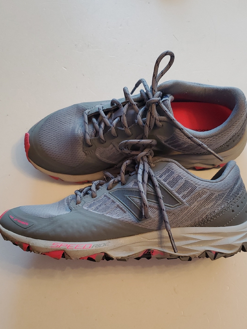 New Balance Gray with Pink Accent Trail Running Shoes